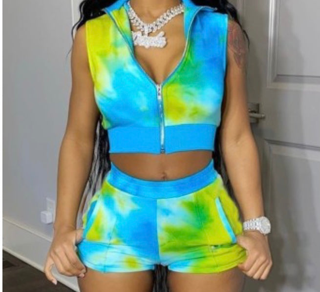 I'm so special 2 piece tie die short set