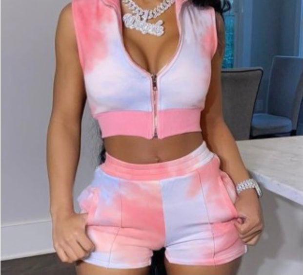 I'm so special 2 piece tie die short set